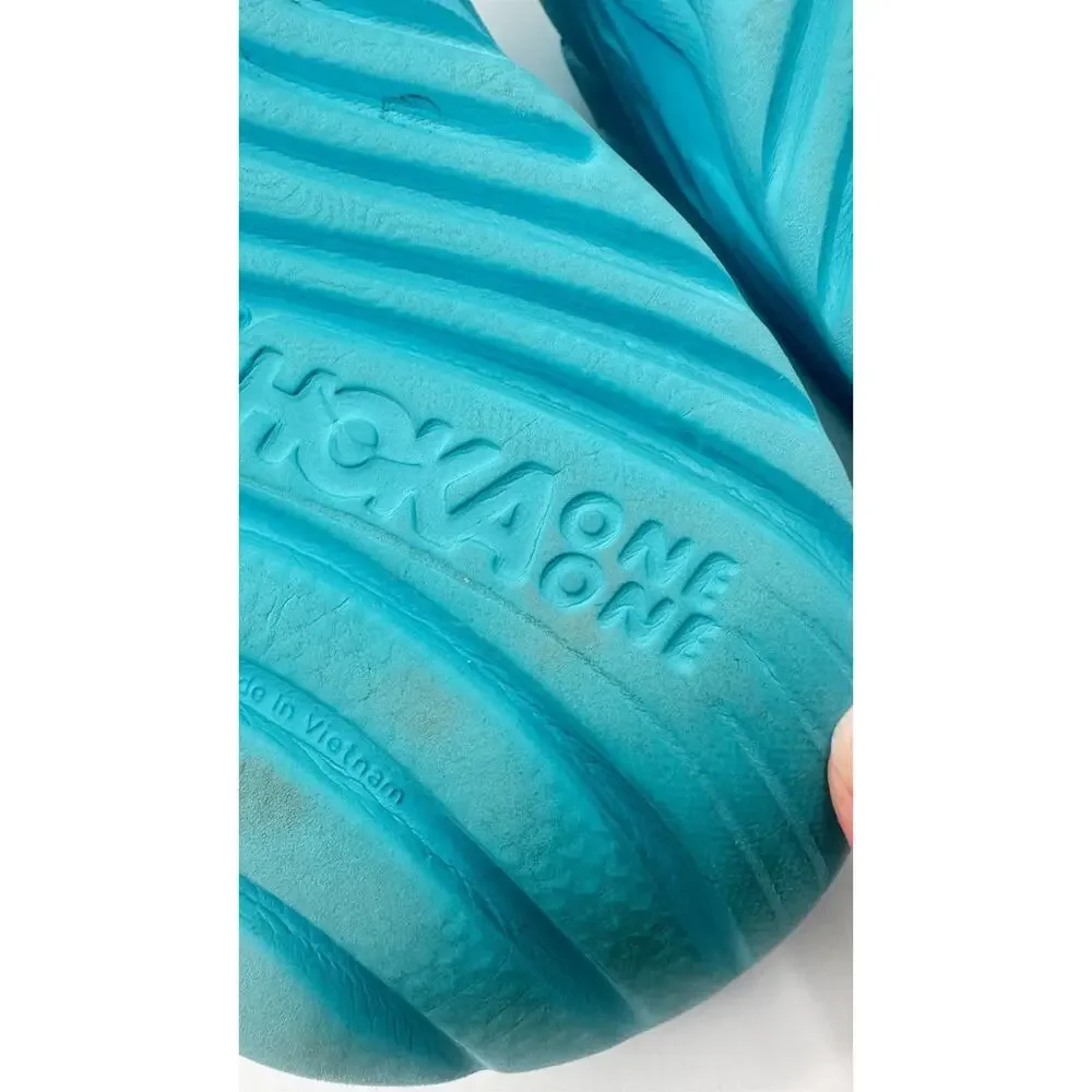 Hoka One One Unisex M9/W11Aqua Blue Recovery Slide Sandals Lightweight Cushioned